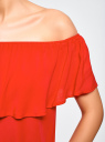 Платье из вискозы с открытыми плечами oodji для Женщина (красный), 11911020/42800/4500N