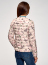 Куртка стеганая с круглым вырезом oodji для женщины (слоновая кость), 10204040-1B/42257/3041U