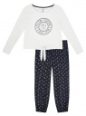 Пижама хлопковая с брюками oodji для Женщина (белый), 56002222/46158/1279P