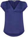 Блузка с коротким рукавом и V-образным вырезом oodji для женщины (синий), 11411100/45348/7900N
