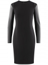 Платье с отделкой из искусственной кожи oodji для женщины (черный), 14001143-6B/46944/2900N