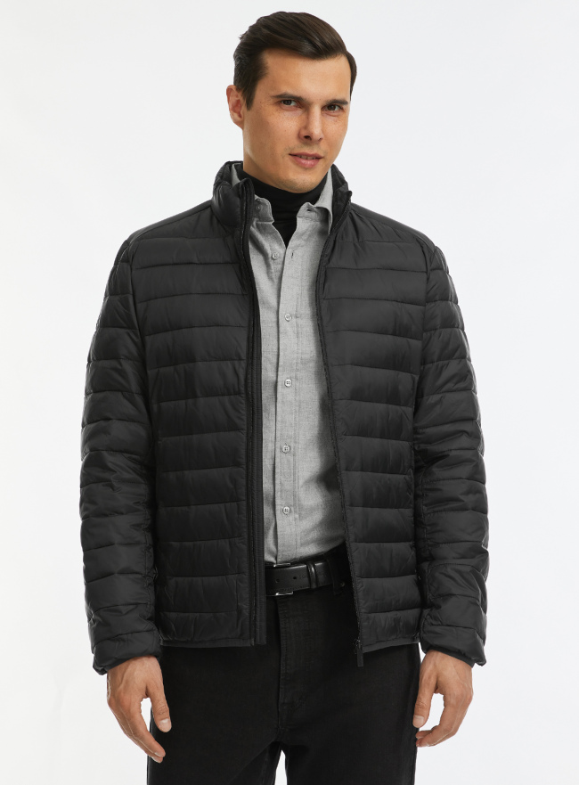 Куртка стеганая на молнии oodji для мужчины (черный), 1B121002M/33445/2900N