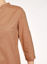 Рубашка хлопковая с воротником-стойкой oodji для женщины (коричневый), 23L12001B/45608/3702N