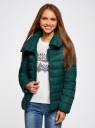 Куртка утепленная с высоким воротом oodji для Женщина (зеленый), 10203054/45638/6D00N