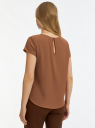 Блузка прямого силуэта с коротким рукавом oodji для Женщины (коричневый), 11411138-3B/48728/3700N