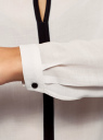 Блузка вискозная с контрастной отделкой oodji для Женщины (белый), 11411059-4B/24681/1200B