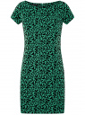 Платье трикотажное принтованное oodji для Женщины (зеленый), 14001117-23/33038/6D29E