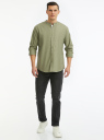 Рубашка хлопковая с воротником-стойкой oodji для мужчины (зеленый), 3L330008M/50866N/6601N