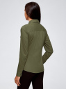 Рубашка приталенная с нагрудными карманами oodji для женщины (зеленый), 13L12001B/43609/6800N