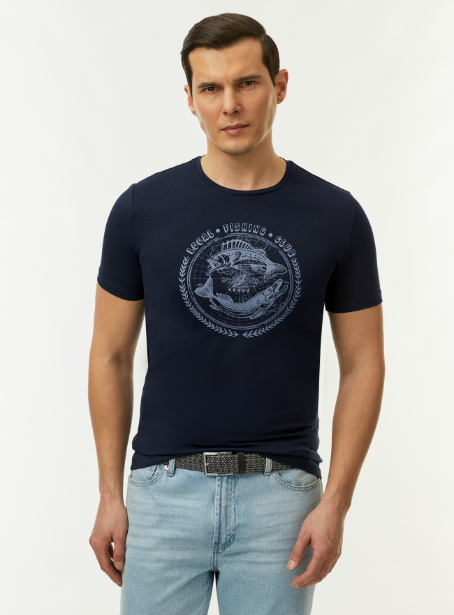 Футболка хлопковая с принтом oodji для Мужчины (белый), 5L611004I-27/46737N/7975P