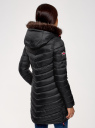 Пальто стеганое с отделкой из искусственного меха oodji для Женщины (черный), 10203071/47016/2900N