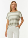Футболка в полоску с люрексом oodji для Женщины (белый) Футболка в полоску с люрексом oodji для Женщины (белый), 14708057/50967/1220S