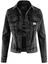 Куртка джинсовая с надписью на спине oodji для женщины (черный), 11109035/46846/2900W