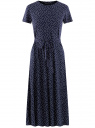 Платье миди из вискозы с поясом oodji для женщины (синий), 14011090/50975/7912D