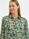Блузка удлиненная оверсайз oodji для Женщины (зеленый), 11411229/46724/6219F