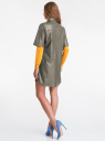 Платье с коротким рукавом из искусственной кожи oodji для женщины (зеленый), 18L11007/50427/6800N