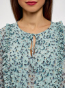 Блузка шифоновая с отстрочками на груди oodji для женщины (зеленый), 11401260/38375/6579A