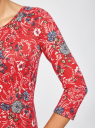 Платье трикотажное с вырезом-капелькой на спине oodji для женщины (красный), 24001070-5/15640/4530F