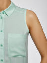 Топ вискозный с рубашечным воротником oodji для женщины (зеленый), 14911009B/26346/6500N