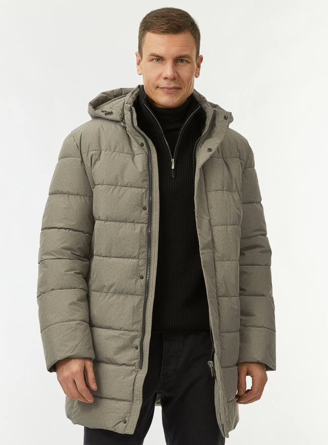 Куртка удлиненная с капюшоном oodji для Мужчины (зеленый) Куртка удлиненная с капюшоном oodji для Мужчины (зеленый), 1L113003M-1/50813/6800M
