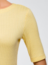 Джемпер в рубчик с круглым вырезом oodji для женщины (желтый), 14701075/46412/5200N