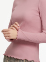 Футболка с длинным рукавом в рубчик oodji для женщины (розовый), 14211018-1/50084/4100N