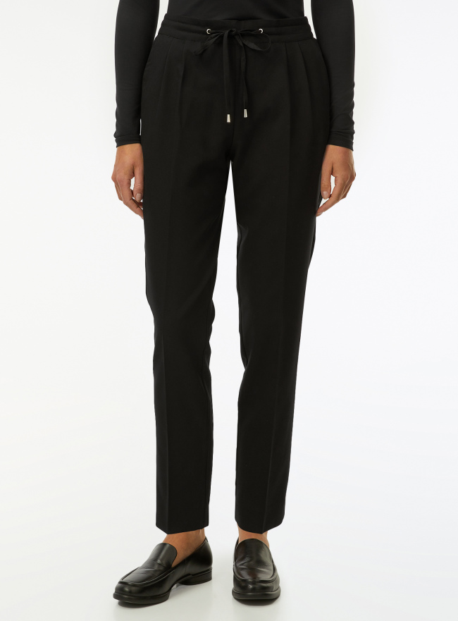 Брюки на эластичном поясе с завязками oodji для Женщины (черный) Брюки на эластичном поясе с завязками oodji для Женщины (черный), 11709036-1/18600/2900N