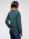 Куртка-бомбер с воротником из искусственного меха oodji для Женщина (зеленый), 10203047/43377/6E00N