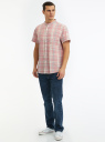 Рубашка из смесового льна с коротким рукавом oodji для Мужчины (розовый), 3L420005M-2/50932N/4312C