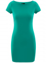 Платье трикотажное с вырезом-лодочкой oodji для женщины (зеленый), 14001117-2B/16564/6D00N