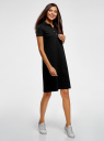 Платье поло из ткани пике oodji для Женщина (черный), 24001118-4B/48433/2900N