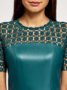 Платье из искусственной кожи с кружевной вставкой oodji для женщины (зеленый), 18L00003/43578/6C00N