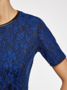 Платье приталенное кружевное oodji для женщины (синий), 11900213/45991/2975L
