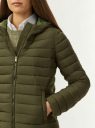Куртка стеганая с капюшоном oodji для Женщины (зеленый) Куртка стеганая с капюшоном oodji для Женщины (зеленый), 18303016/50223/6801N