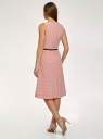 Платье с поясом без рукавов принтованное oodji для женщины (розовый), 12C13008-5/49967/4112C