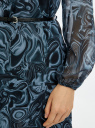 Платье из струящейся ткани с ремнем oodji для Женщины (серый), 11900150-16B/42816/2329O