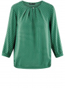 Блузка с вырезом-капелькой и рукавом ¾ oodji для женщины (зеленый), 11411166/24681/6210D