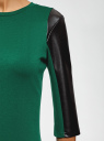 Платье с отделкой из искусственной кожи oodji для женщины (зеленый), 14001143-4B/46944/6E01B