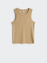 Майка в рубчик с люрексом oodji для Женщины (бежевый), 24315013/53058/3593X