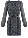 Платье из шифона с ремнем oodji для женщины (синий), 11900150-5/13632/7933E