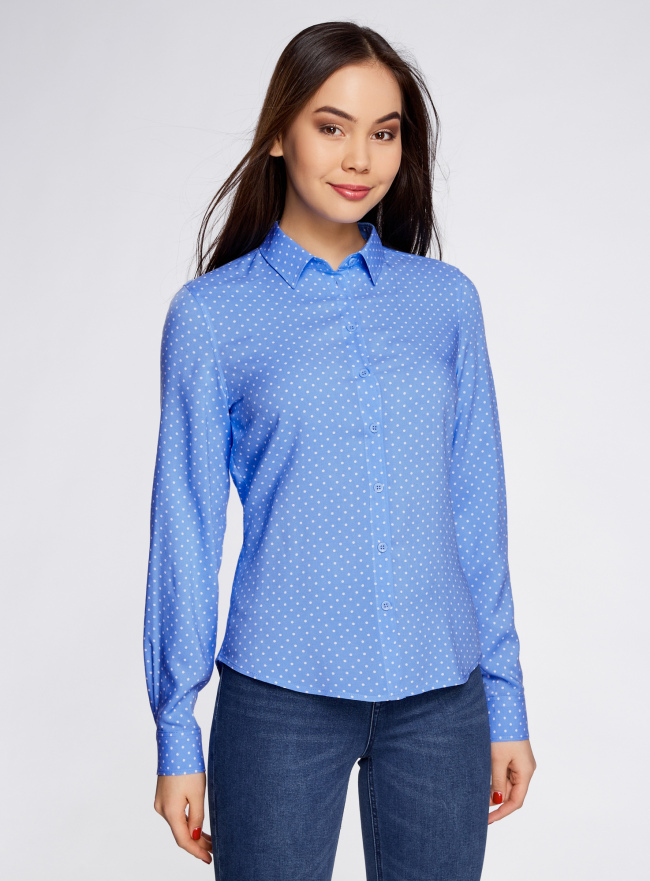 Блузка базовая из вискозы oodji для женщины (синий), 11411136B/26346/7510D