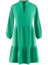 Платье ярусное из смесового льна oodji для женщины (зеленый), 12C11012/16009/6D00N