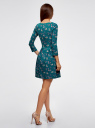 Платье трикотажное приталенное oodji для женщины (зеленый), 14011005-3/46148/6933F