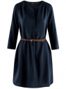 Платье вискозное с ремнем oodji для женщины (синий), 11900180/42540/7900N