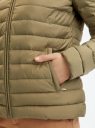 Куртка стеганая с капюшоном oodji для Женщины (зеленый), 18303016/50223/6602N