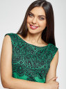 Платье трикотажное с принтом "кружево" oodji для женщины (зеленый), 14001170/37809/6D29L
