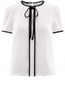 Блузка с коротким рукавом и контрастной отделкой oodji для женщины (белый), 11401254/42405/1200N