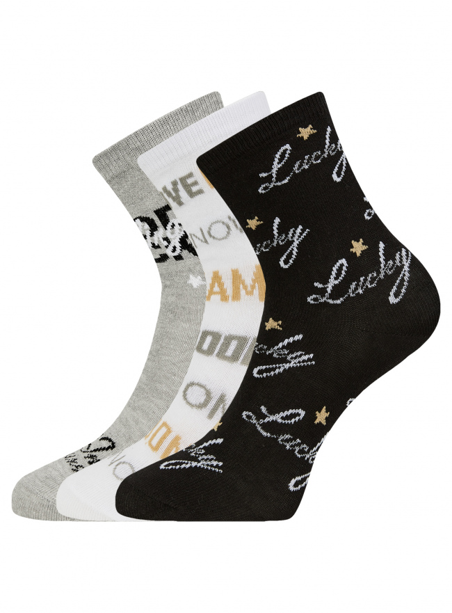 Комплект носков (3 пары) oodji для Женщина (черный), 57102466T3/47469/95