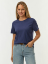Футболка хлопковая прямого силуэта oodji для Женщины (синий) Футболка хлопковая прямого силуэта oodji для Женщины (синий), 14701117/47885N/7800N