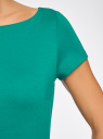 Платье трикотажное с вырезом-лодочкой oodji для женщины (зеленый), 14001117-2B/16564/6D00N